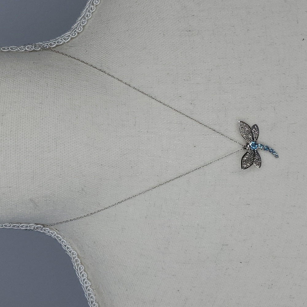 Dragonfly Necklace - topaz & diamonds - Picture 3 of 6
